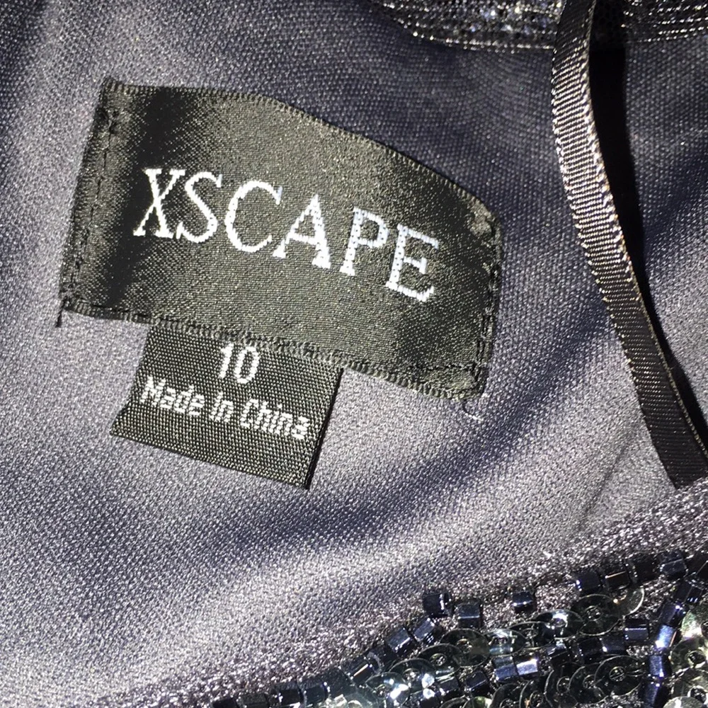 Xscape Evening Gown | Gray With Beaded Top | A-line | Size 10 - Picture 7 of 7